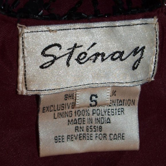 Maroon with Black sequin design Blouse BY STENAY Size S - Picture 2 of 5